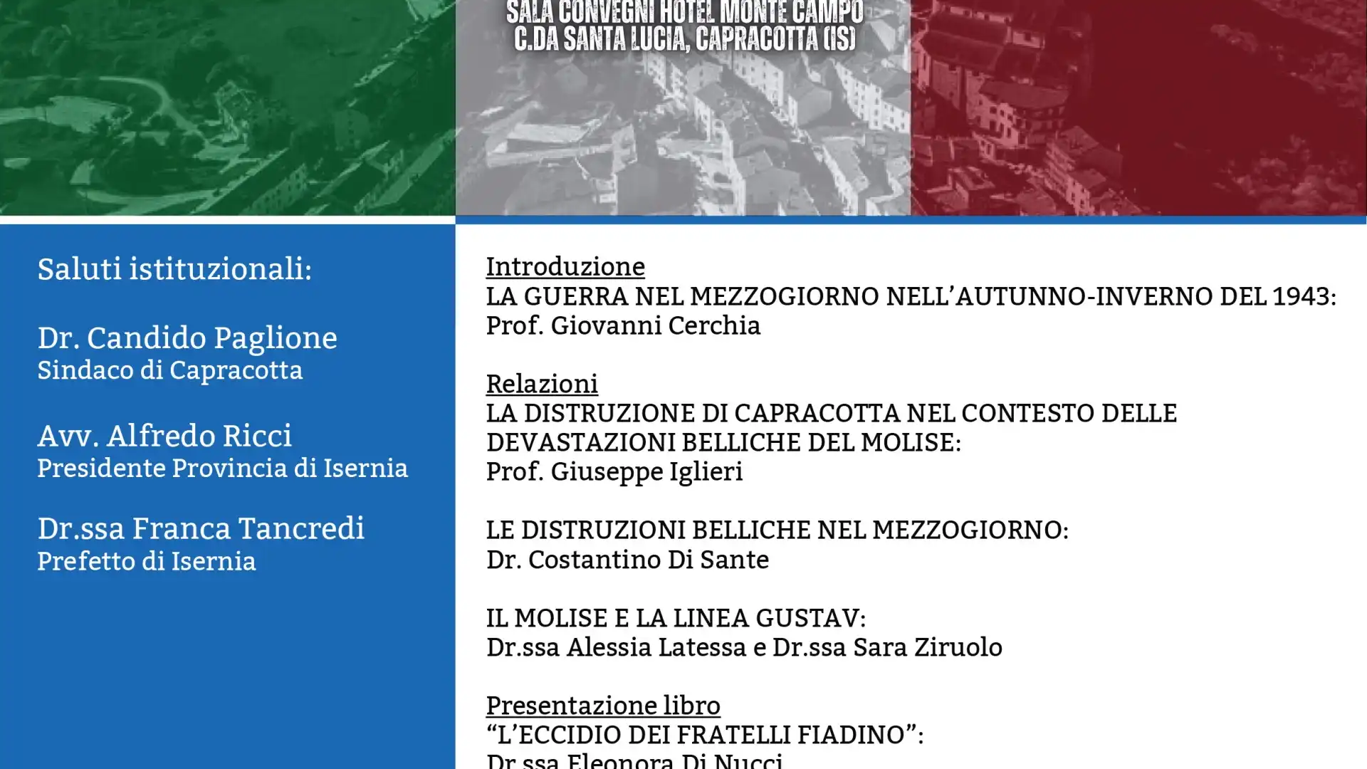 Capracotta: il 4 novembre il convegno dal titolo "1943-2023, Capracotta ottant'anni dopo".